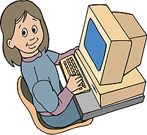 Girl at Computer Workstation